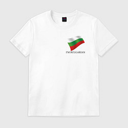 Футболка хлопковая мужская Im Bulgarian - motto, цвет: белый