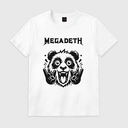 Футболка хлопковая мужская Megadeth - rock panda, цвет: белый