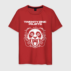 Футболка хлопковая мужская Twenty One Pilots rock panda, цвет: красный