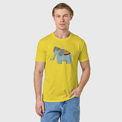 Футболка хлопковая мужская Cute elephant, цвет: желтый — фото 2