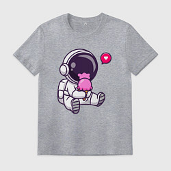 Футболка хлопковая мужская Космонавт и мороженое, цвет: меланж