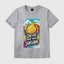 Футболка хлопковая мужская Create your own sunshine, цвет: меланж