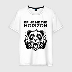 Футболка хлопковая мужская Bring Me the Horizon - rock panda, цвет: белый