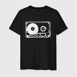 Футболка хлопковая мужская Audio tape, цвет: черный
