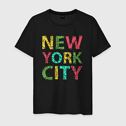 Футболка хлопковая мужская New York city colors, цвет: черный