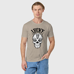 Футболка хлопковая мужская Lucky skull, цвет: миндальный — фото 2