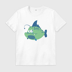Футболка хлопковая мужская Рыбка удильщик, цвет: белый