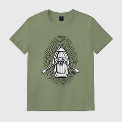 Футболка хлопковая мужская Космонавт лодочник, цвет: авокадо