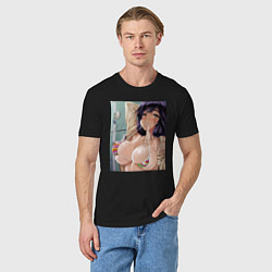 Футболка хлопковая мужская Ahegao секси, цвет: черный — фото 2