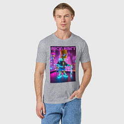 Футболка хлопковая мужская Neon Bart - with skateboard ai art fantasy, цвет: меланж — фото 2