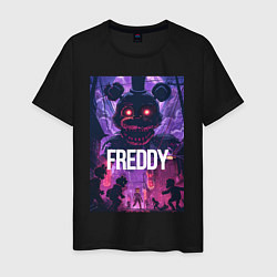 Футболка хлопковая мужская Freddy - мишка Фредди, цвет: черный