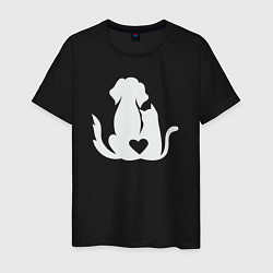 Футболка хлопковая мужская Cats and dogs love, цвет: черный