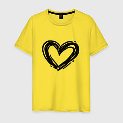 Футболка хлопковая мужская Черное сердце, цвет: желтый