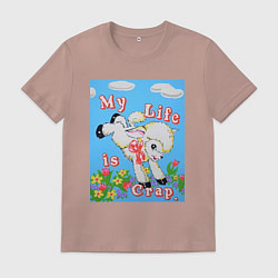 Футболка хлопковая мужская Моя жизнь это, цвет: пыльно-розовый