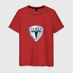 Футболка хлопковая мужская Tesla logo, цвет: красный