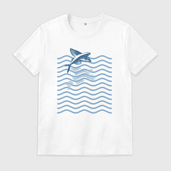 Футболка хлопковая мужская Exocoetidae- летучая рыба, цвет: белый