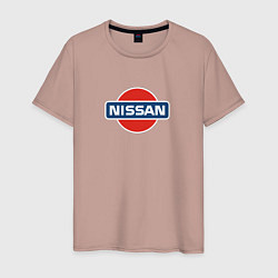 Футболка хлопковая мужская Nissan avto brend, цвет: пыльно-розовый