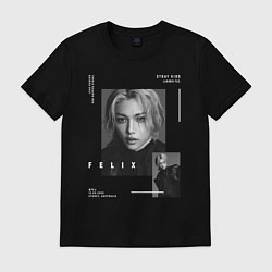 Футболка хлопковая мужская Stray kids Lee Felix, цвет: черный