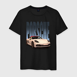 Футболка хлопковая мужская Porsche 911 Turbo винтажный немецкий автомобиль, цвет: черный