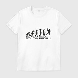 Футболка хлопковая мужская Эволюция гандбола, цвет: белый