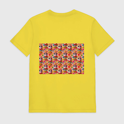 Мужская футболка Коты и летний вайб паттерн / Желтый – фото 2