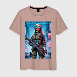 Футболка хлопковая мужская Barbie military - special forces, цвет: пыльно-розовый