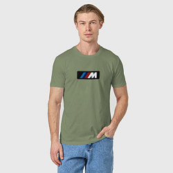 Футболка хлопковая мужская BMW logo sport steel, цвет: авокадо — фото 2
