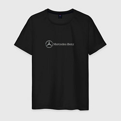 Футболка хлопковая мужская Mercedes benz logo grey, цвет: черный