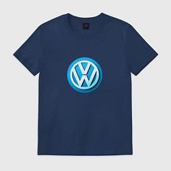 Футболка хлопковая мужская Volkswagen logo blue, цвет: тёмно-синий