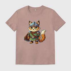 Футболка хлопковая мужская Кот в доспехах викинга, цвет: пыльно-розовый
