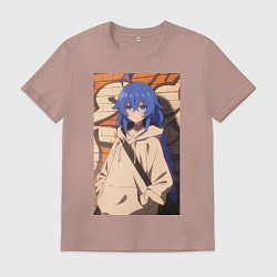 Футболка хлопковая мужская Реинкарнация безработного Рокси Мигурдия арт, цвет: пыльно-розовый