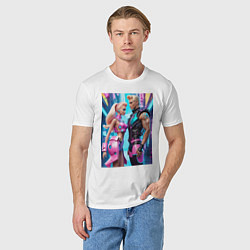 Футболка хлопковая мужская Barbie and Ken - ai art fantasy, цвет: белый — фото 2