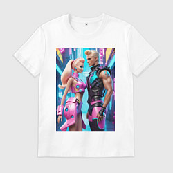 Футболка хлопковая мужская Barbie and Ken - ai art fantasy, цвет: белый