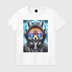 Футболка хлопковая мужская Urban fox - ai art, цвет: белый