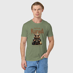 Футболка хлопковая мужская Бобер курва в очках в деньгах и золоте, цвет: авокадо — фото 2