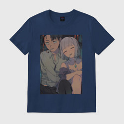 Футболка хлопковая мужская Re:Zero Субару Нацуки Эмилия, цвет: тёмно-синий