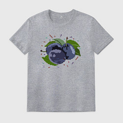 Футболка хлопковая мужская Чернослив пиксель арт, цвет: меланж