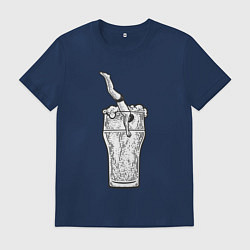 Футболка хлопковая мужская Пивной ныряльщик, цвет: тёмно-синий