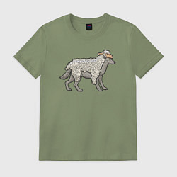 Футболка хлопковая мужская Волк в шкуре овцы, цвет: авокадо