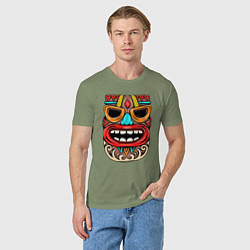Футболка хлопковая мужская Tiki mask, цвет: авокадо — фото 2