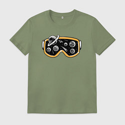 Футболка хлопковая мужская Космическая маска, цвет: авокадо