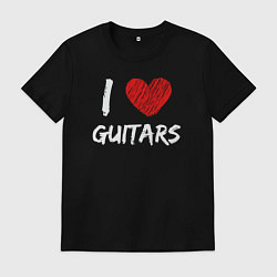 Футболка хлопковая мужская Я люблю гитары, цвет: черный