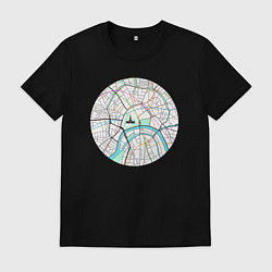 Футболка хлопковая мужская Карта центра Москвы, цвет: черный