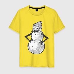 Футболка хлопковая мужская Злобный снеговик, цвет: желтый