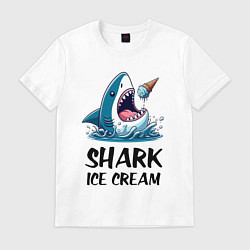 Футболка хлопковая мужская Shark ice cream - ai art, цвет: белый