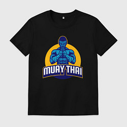 Футболка хлопковая мужская Муай тай воин, цвет: черный