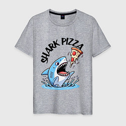 Футболка хлопковая мужская Shark pizza - ai art fantasy, цвет: меланж