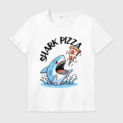 Футболка хлопковая мужская Shark pizza - ai art fantasy, цвет: белый