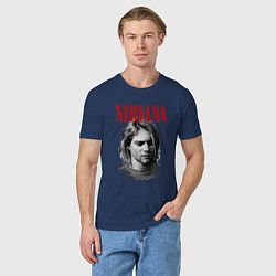 Футболка хлопковая мужская Nirvana kurt donald cobain, цвет: тёмно-синий — фото 2