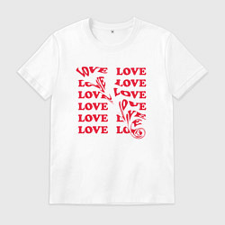 Футболка хлопковая мужская Love эффект размытия, цвет: белый